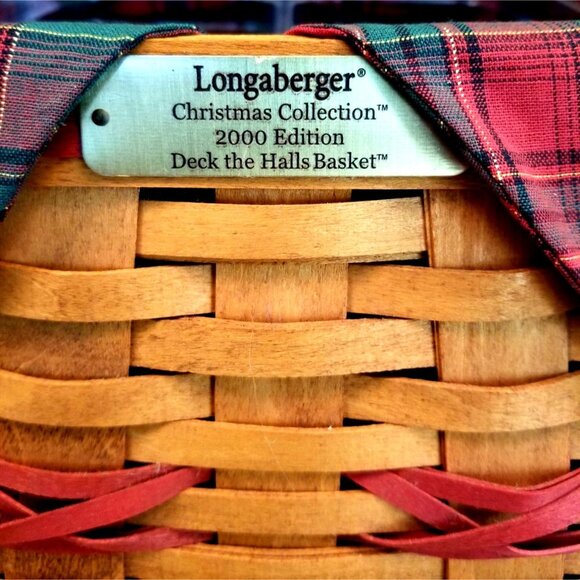 Longaberger Christmas Collection Deck the Halls Basket Handpainted Lid 3 Liners - Picture 3 of 12